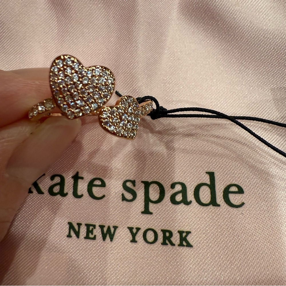 🆕kate spade new york Rose Gold Yours Truly Pave Heart Ring Mother's Day